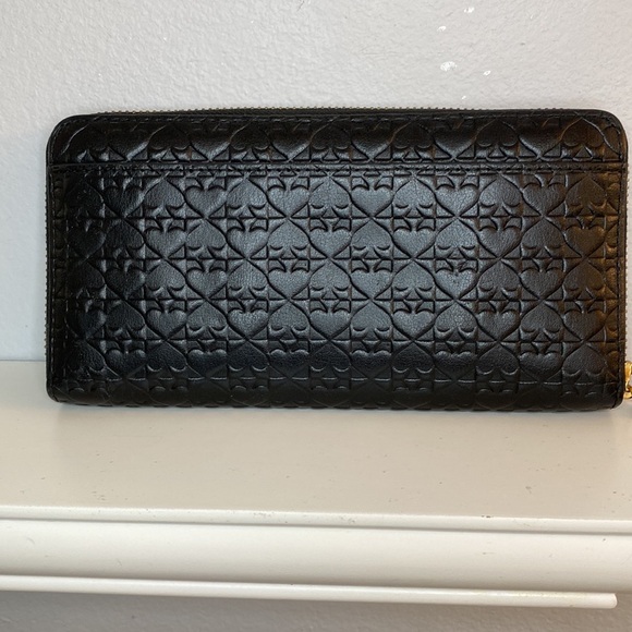 EUC Kate Spade long wallet with stamped spades in leather - Picture 2 of 6